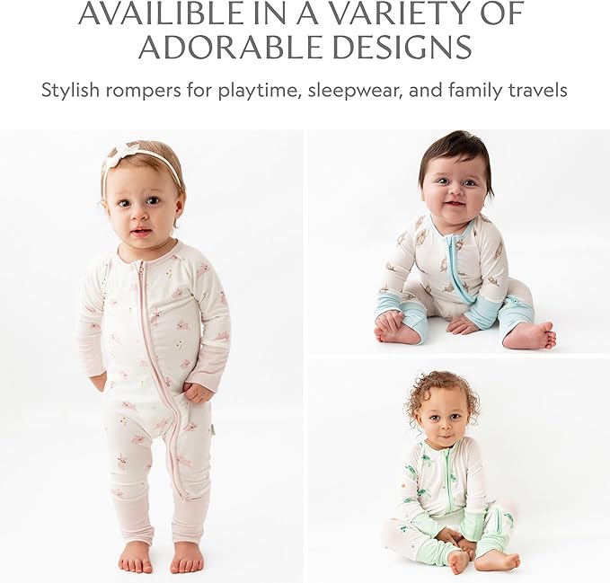 Bamboo Little Ultra-Soft Convertible Baby Romper - Gender Neutral Infant Clothes with 2-Way Zipper, Footless Sleepwear