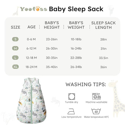 Yoofoss Baby Sleep Sack 12-18 Months, TOG 2.5 Baby Wearable Blanket with 2-Way Zipper, 100% Organic Cotton Fabric Winter Newborn Sleeping Sack, Warm Soft Comfy