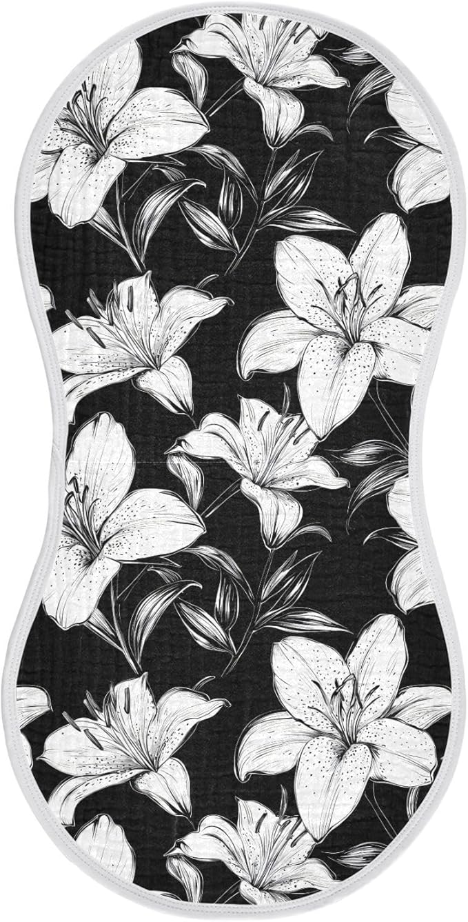 vvfelixl Baby Burp Cloths Black White Lily Baby Newborn Cotton Burping Cloths Set Babys Washcloths 4 Pack