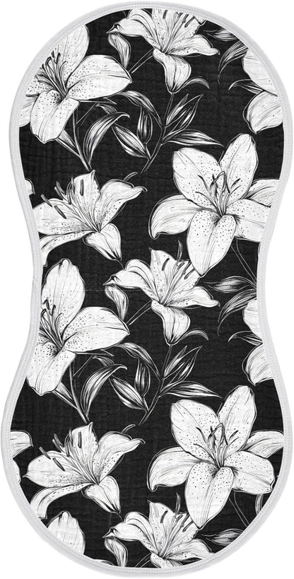 vvfelixl Baby Burp Cloths Black White Lily Baby Newborn Cotton Burping Cloths Set Babys Washcloths 4 Pack