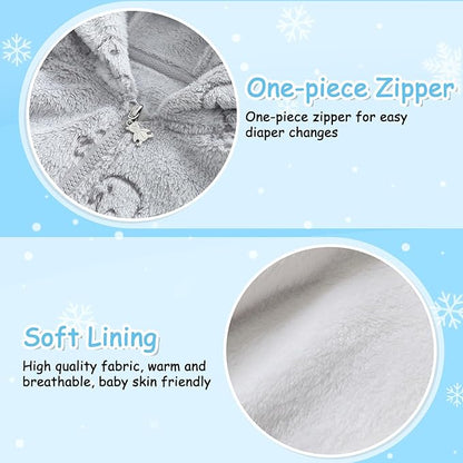 Fairy Baby Newborn Baby Bear Onesie Thin Fleece Footie Romper Snowsuit Hooded Jumpsuit Bodysuit Winter Outwear Boy Girl 0-12M