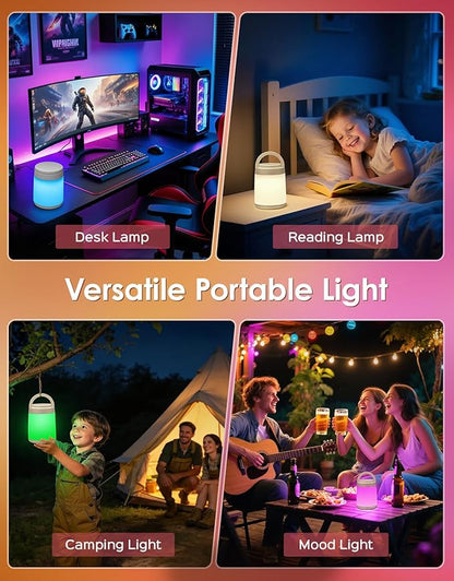 One Fire Night Light for Kids Night Light,10 Colors+8 Dimmable Baby Night Lights for Nursery Lamp,Portable+Remote+Touch Nightlight for Kids Room,1800mAh Tap Light Rechargeable Night Light Cream White
