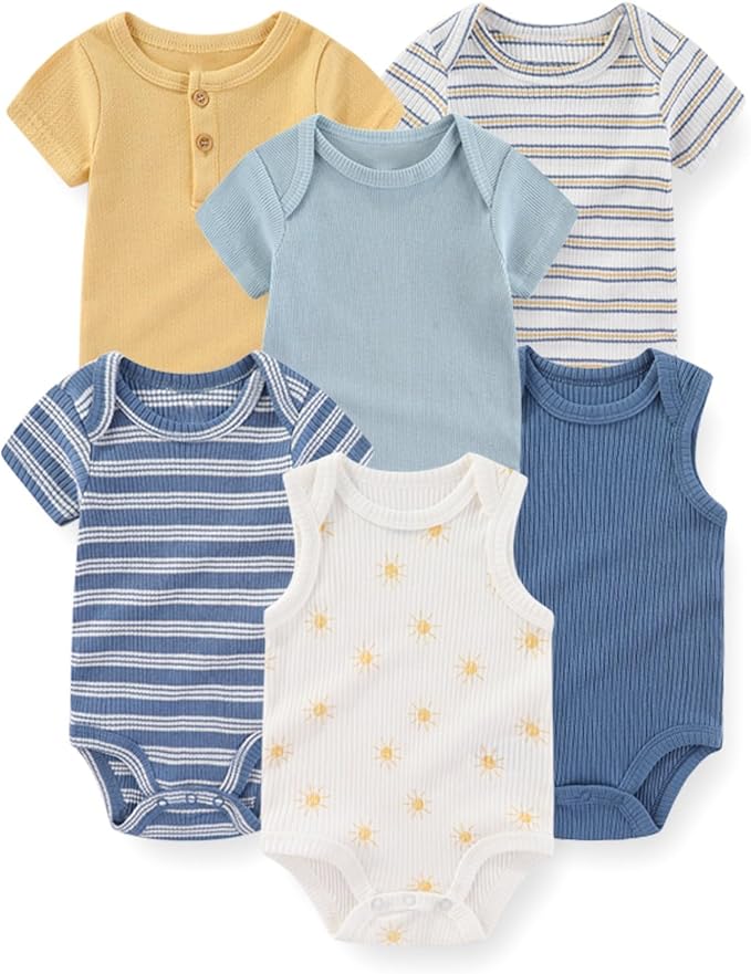 Fashion Baby Boy Girl Bodysuits 6-Pack Casual Cotton Soft Infants Outfit New born Clothes