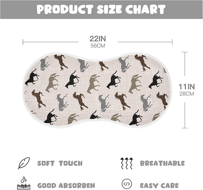 vvfelixl Muslin Burp Cloths Pixel Horse Baby Washcloths for Baby Girl Boys 2 Pack