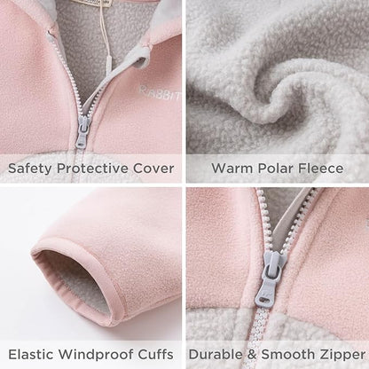 DAVE&BELLA Toddler Fleece Jacket, Baby Boys Girls Animal-shaped Hooded Zipper Long Sleeve Warm Spring Autumn Outerwear Coat