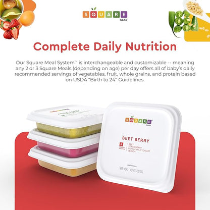 Square Baby Organic Baby Food Purees | Stage 1-3 Variety Pack | Fresh & Dietitian-Designed Veggie-Forward, Balanced Meals | Low Sugar. No Added Sugar | Allergen Intro Options (14 Pack, 4oz)