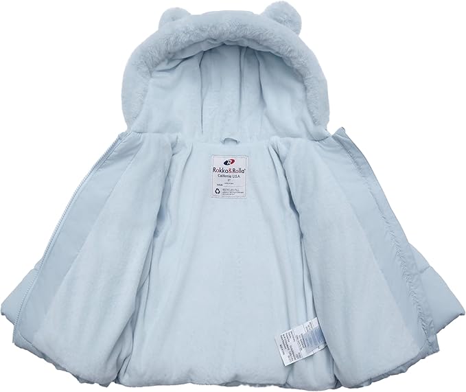 Rokka&Rolla Baby Girls' Water-Resistant Soft Mini Fur Lined Puffer Jacket for Newborn Infant Toddler (6-24M, 2T-5T)
