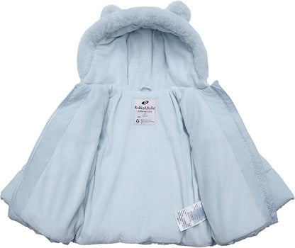 Rokka&Rolla Baby Girls' Water-Resistant Soft Mini Fur Lined Puffer Jacket for Newborn Infant Toddler (6-24M, 2T-5T)