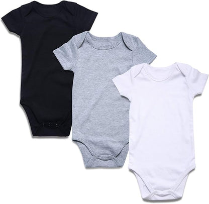 GKrepps Unisex 3-Pack Short-Sleeve 100% Organic Cotton Baby Bodysuits Infant Toddler