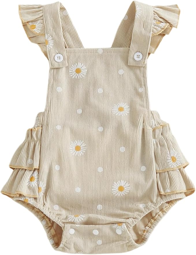 Thorn Tree Baby Girl Summer Clothes Newborn Outfit Ruffle Romper Infant Baby Dress Bow Headband Solid Cute Outfits Girls