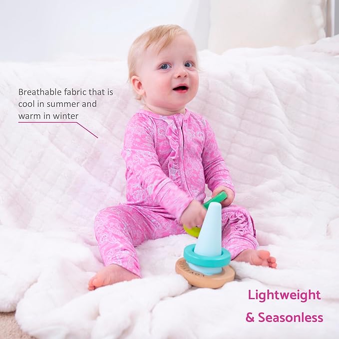 LollyBanks Baby Pajamas, 2-Way Zipper Infant Romper, 95% Viscose Made from Bamboo and 5% Spandex, Baby Sleepers