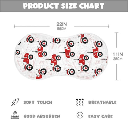 vvfelixl Red Wheeled Tractors Burp Cloths for Baby Boy Girls Baby Washcloths Burp Rags 1 Pack