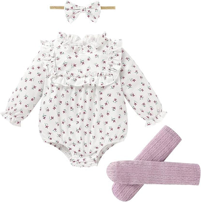 GRNSHTS Newborn Baby Girl Clothes Ruffle Rompers Toddler Fall Outfits for Girls Set Little Girl Fall Winter Clothing