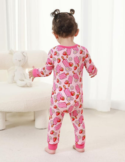 Baby Zippered Rompers Newborn Pajamas Sleepers Long Sleeve Jumpsuits Infant Zipper Romper-Viscose from Bamboo