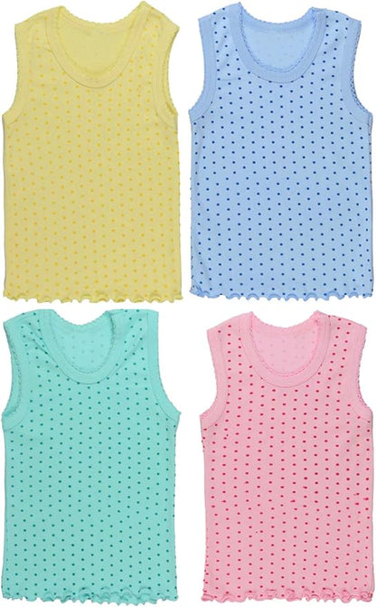 ToBeInStyle Girl's 4 Pack Ruffle Hem Cotton Tank Tops