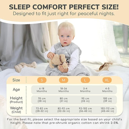 Mama Cheetah Toddler Sleep Sack with Feet 3T - 4T, 2.5 TOG Organic Cotton Baby Sleeping Bag with Legs, Baby Wearable Blankets for Walkers w/ 2-Way Zipper, Baby Sleep Sack for Girls & Boys, Large