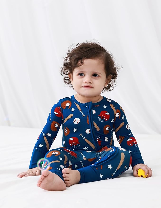 Baby Zippered Rompers Newborn Pajamas Sleepers Long Sleeve Jumpsuits Infant Zipper Romper-Viscose from Bamboo