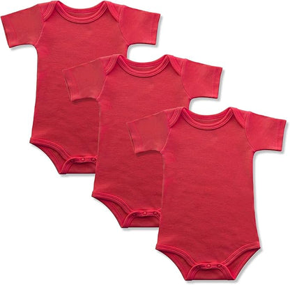 Baby Onsies 100% Cotton Short Sleeve Baby Bodysuits Solid Color Infant Bodysuits for Newborn Baby 3-Pack