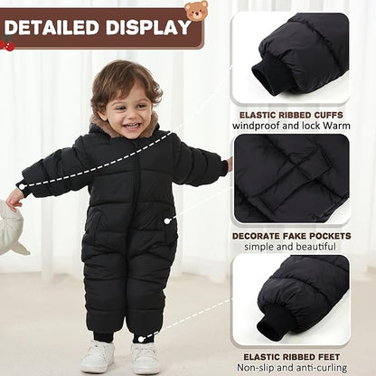 Baby Boys Girls Snowsuit Winter Clothes Suit Hooded Jumpsuit Romper Bear Outfit Infant Warm Coat Outwear Overcoat