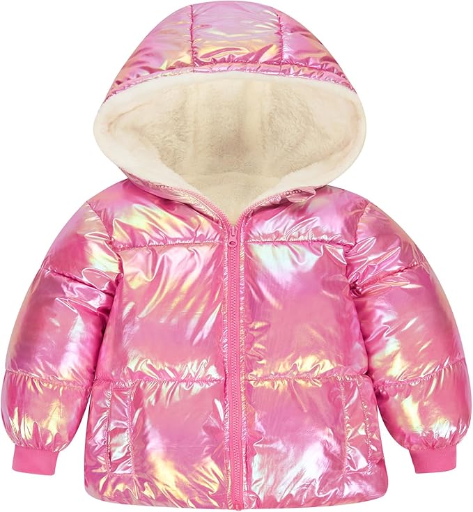 UNICOMIDEA Baby Girl Winter Coat Laser Toddler Jackets Warm Down Outerwear with Hooded for 12M-5T