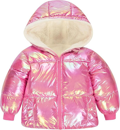 UNICOMIDEA Baby Girl Winter Coat Laser Toddler Jackets Warm Down Outerwear with Hooded for 12M-5T