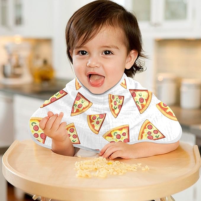 vvfelixl Baby Burp Cloths Sliced Pizza Cartoon Baby Newborn Cotton Burping Cloths Set Baby Washcloths 4 Pack