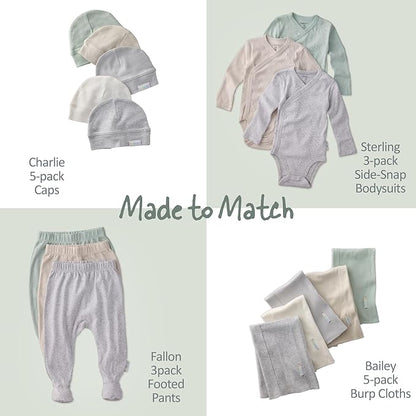 unisex-baby Sterling 3-pack Kimono Bodysuits 100% Organic Cotton Side Snap for Baby Boys & Girls