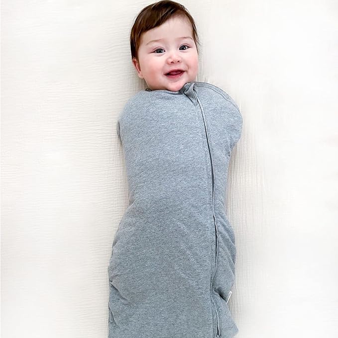 Happiest Baby Sleepea Comforter Swaddle - 100% Organic Cotton Baby Swaddle Blanket - Doctor Designed Promotes Healthy Hip Development (Graphite, Small)