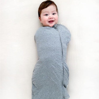 Happiest Baby Sleepea Comforter Swaddle - 100% Organic Cotton Baby Swaddle Blanket - Doctor Designed Promotes Healthy Hip Development (Graphite, Small)
