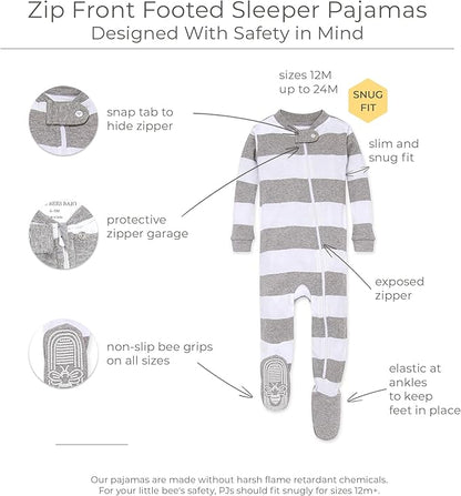 Burt's Bees Baby baby-boys Sleeper Pjs, 100% Organic Cotton, One-piece Footie, Zip Up Jumpsuit, Snug Fit Pajamas