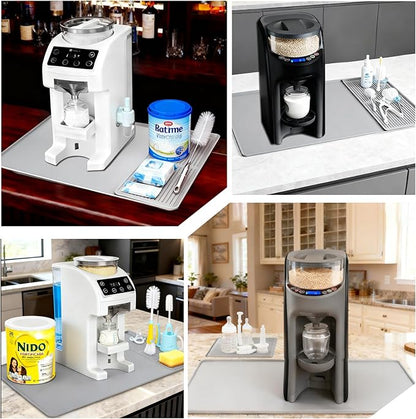 Bottle Maker Formula Machine Mat,With Draining Mat,Compatible with Baby Brezza Formula Dispenser Machine，Silicone Pad,Prevent Spills,Suitable for Formula Dispenser Machine