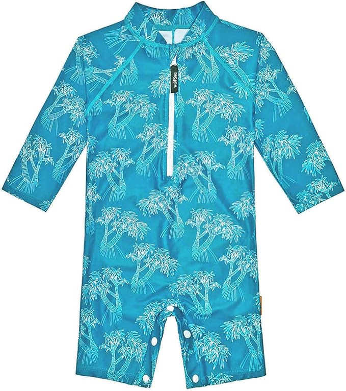 weVSwe Baby Toddler UPF 50+ Sun Protection Rash Guard Long Sleeve Swimsuit with Crotch Zipper