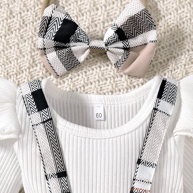 Unutiylo Preemie Newborn Baby Girl Clothes Romper Suspender Dress Fall Winter Outfits Ruffle Long Sleeve Jumpsuit