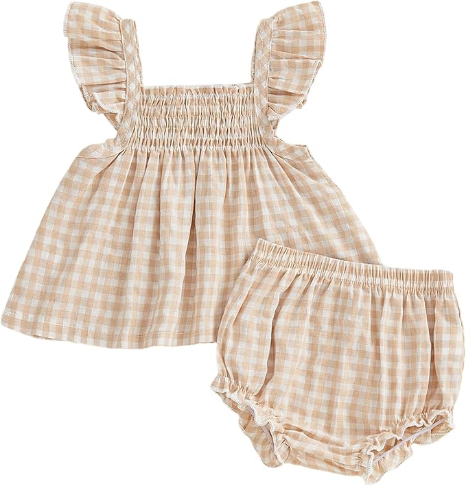 Mubineo Baby Girl Summer Clothes Cute Ruffle Tops Dress Shorts Outfits Set Infant Toddler Shrit Bloomers Princess Outfit