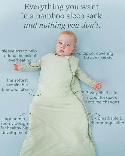 PurComfy Supersoft Sleep Sack 1.0 TOG, Premium Bamboo Viscose Baby Sleeping Bag 2-Way Zipper Sleep Sack Baby Wearable Blanket