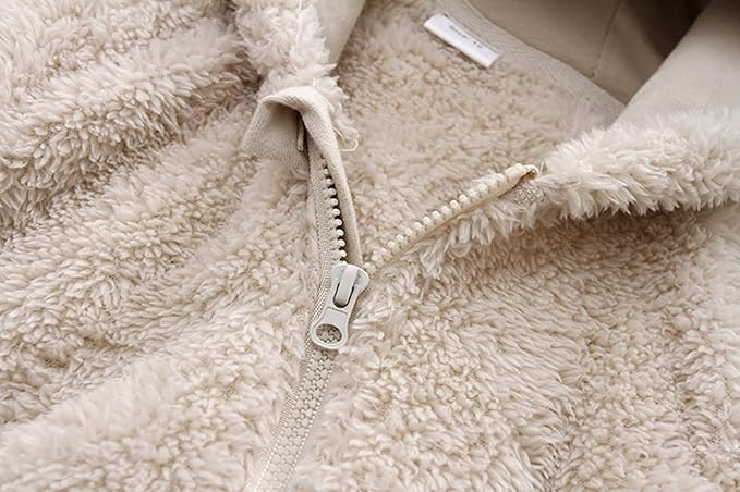 Baby Furry Jumpsuit Infant Bear Onesies Zipper Long Sleeve One-Piece Romper Hoodie Baby Outwear Snowsuit