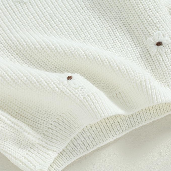 Mubineo Baby Girl Winter Clothes Cute Flower Sweater Crewneck Pullover Long Sleeve Knit Newborn Infant Sweaters