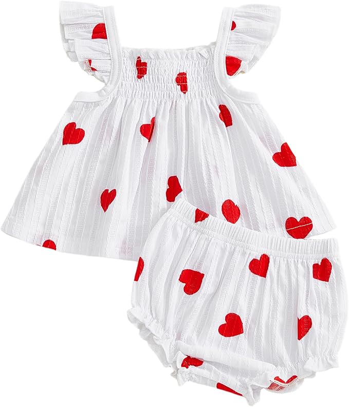 Mubineo Baby Girl Summer Clothes Cute Ruffle Tops Dress Shorts Outfits Set Infant Toddler Shrit Bloomers Princess Outfit