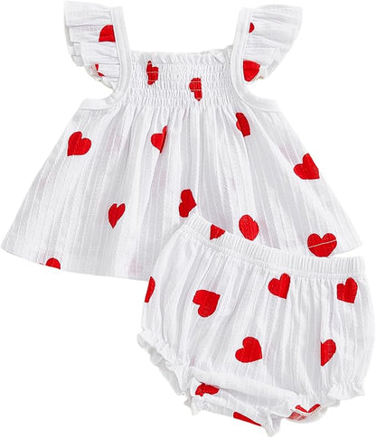 Mubineo Baby Girl Summer Clothes Cute Ruffle Tops Dress Shorts Outfits Set Infant Toddler Shrit Bloomers Princess Outfit