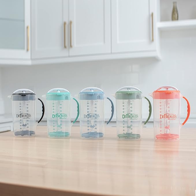 Dr. Brown's Baby 36oz Formula Mixing Pitcher and Formula Dispenser for Travel with Snap-On Lid, Black and Gray