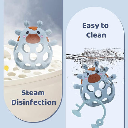 Baby High Chair Toys Teething Chew - Baby Table Toys, High Chair Suction Toy Teething Toys Silicone Teethers, Food Grade Silicon for 6 12 18 Months Blue