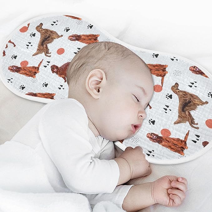vvfelixl Irish Setter Dog Pattern Burp Cloths for Baby Boy Girls Baby Washcloths Burp Rags 1 Pack