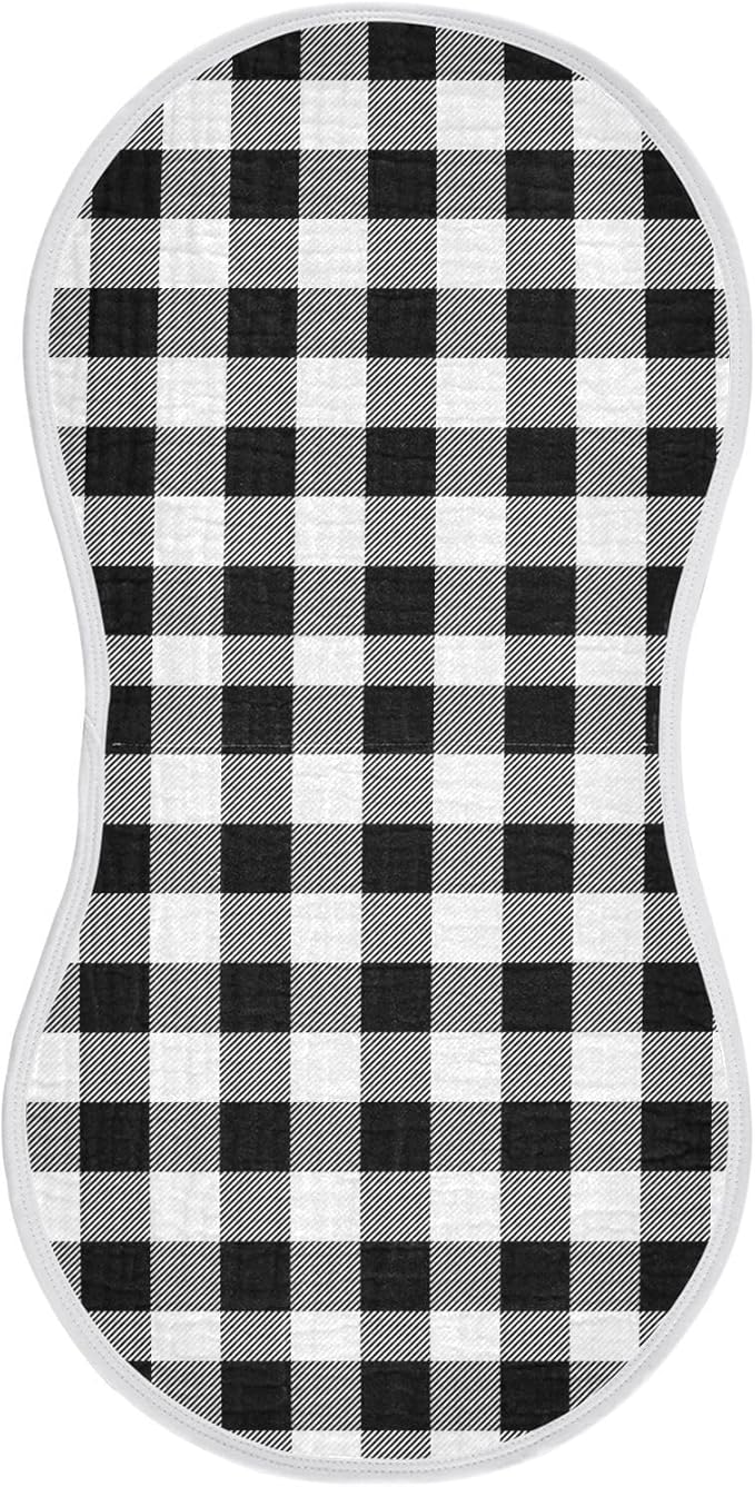 vvfelixl Muslin Burp Cloths Black White Plaid Scottish Cage Baby Washcloths for Baby Girl Boys 2 Pack