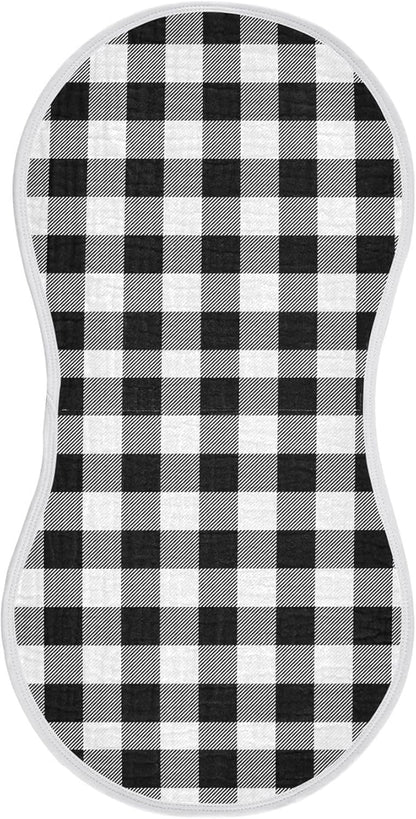 vvfelixl Muslin Burp Cloths Black White Plaid Scottish Cage Baby Washcloths for Baby Girl Boys 2 Pack