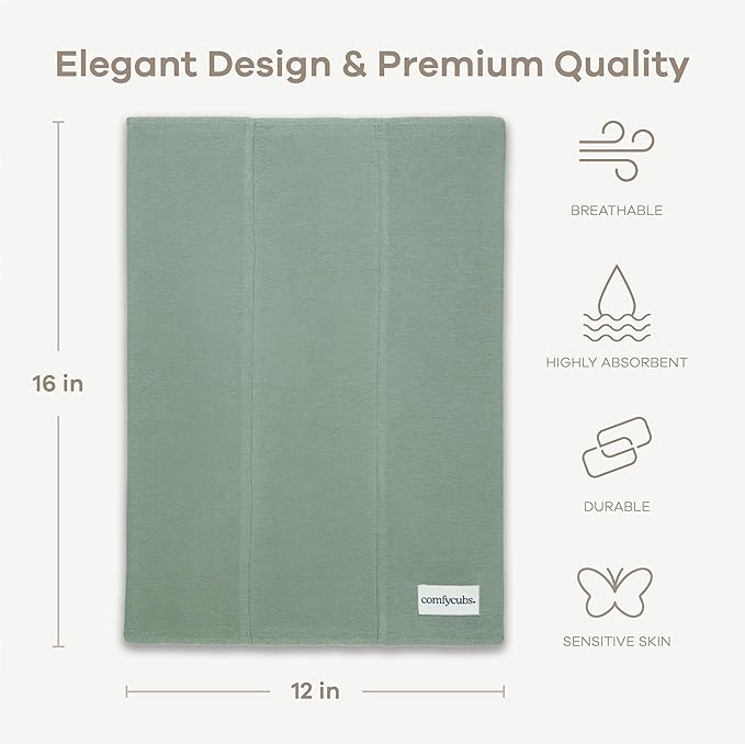 Comfy Cubs Baby Burp Cloths Set (Pack of 6) - Large, 6-Layer, Ultra Absorbent 100% Cotton for Infant Spit-Up, Drool, and Messes - Soft, Gentle, Thoughtful New Born Baby Gifts, Fern