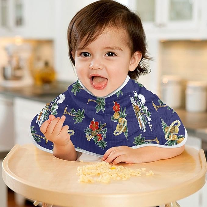 vvfelixl Muslin Burp Cloths Hibiscus Palm Hawaii Music Baby Washcloths for Baby Girl Boys 2 Pack