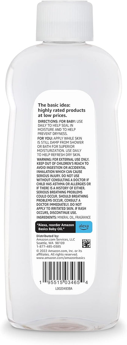 Amazon Basics Baby Oil, Lavender Scented, 14 Fl Oz (Pack of 4) (Previously Solimo)