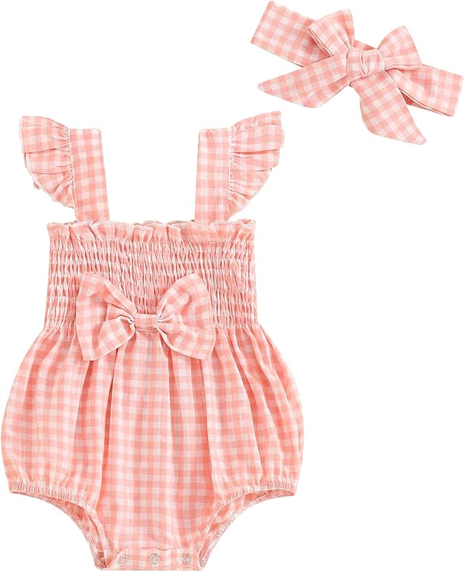 Newborn Baby Girl Bodysuit Sleeveless Halter Frill Romper One-piece Jumpsuit with Headband Summer Clothes Set