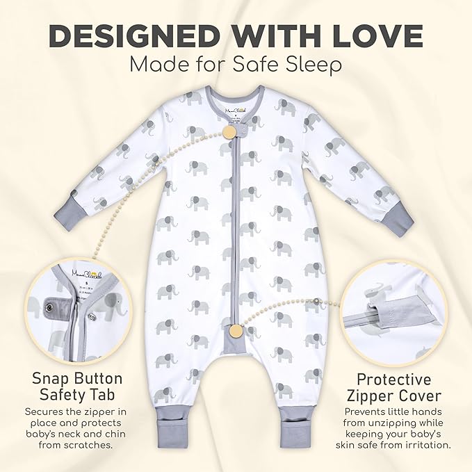 Mama Cheetah Toddler Sleep Sack with Feet, Long Sleeve 0.5 TOG Organic Cotton Baby Sleeping Bag with Legs, Wearable Blanket for Walkers w/ 2-Way Zipper, Toddler Blanket for Girls & Boys 2T