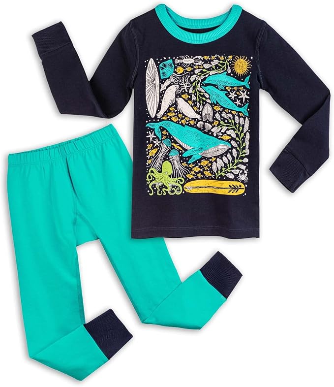 Mightly Boys and Girls' Pajamas | 100% Organic Cotton Soft, Elastic and Comfortable Footless Pajama Set for Toddlers & Kids